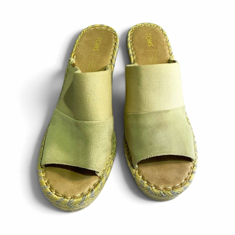 TOMS Women’s Beige Suede Wedge Slide Sandal Slip On Comfort US 11 EU 42.5